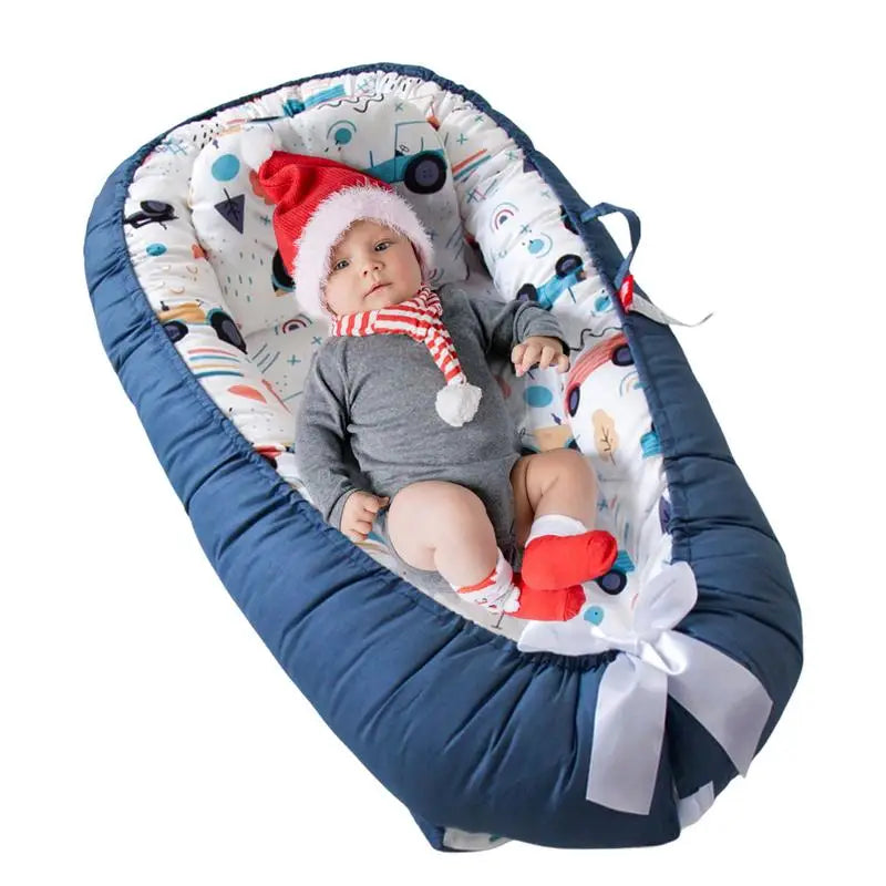 Baby Nest Bed With Pillow Portable Baby Lounger Adjustable Newborn Lounger Travel Crib Soft Breathable For Newborn Bed Bumper