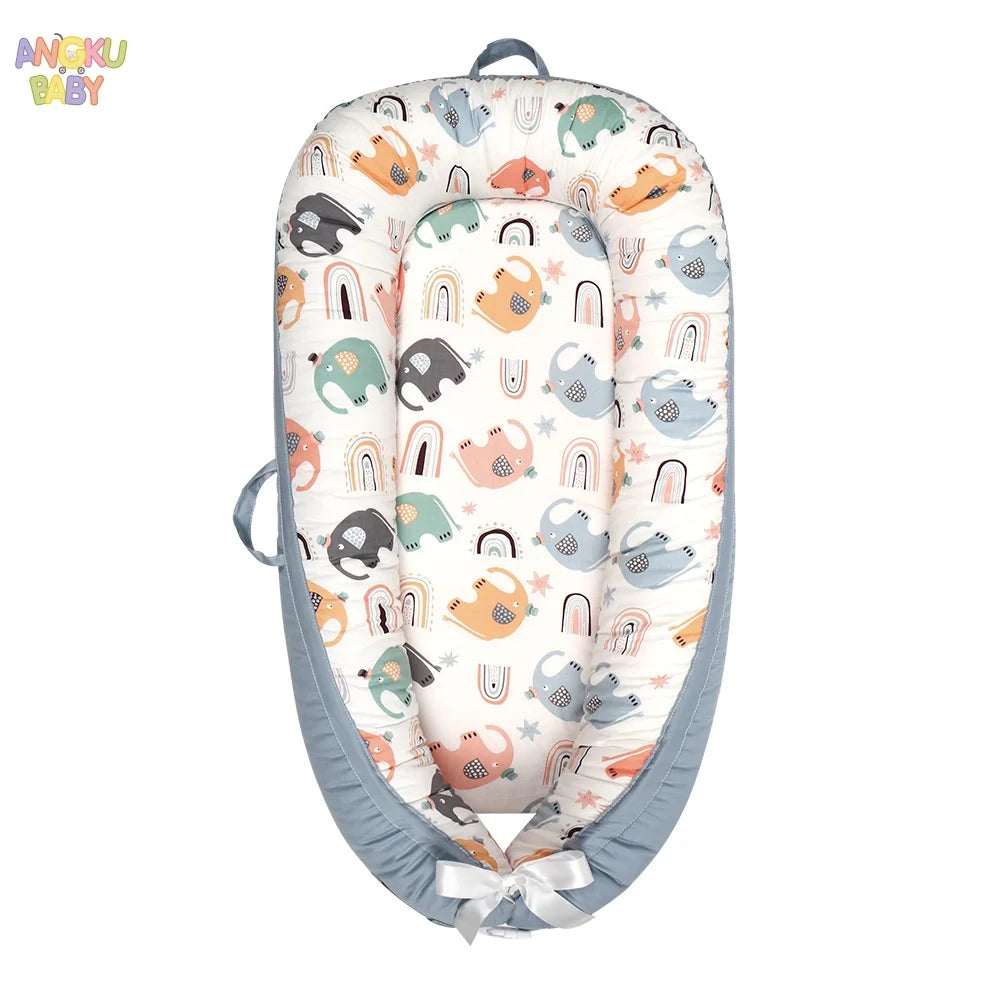Detachable Baby Nest for Newborn 0-12 Months 100% Cotton Infant Nest for Boys & Girls Breathable Baby Lounger fit Home & Travel