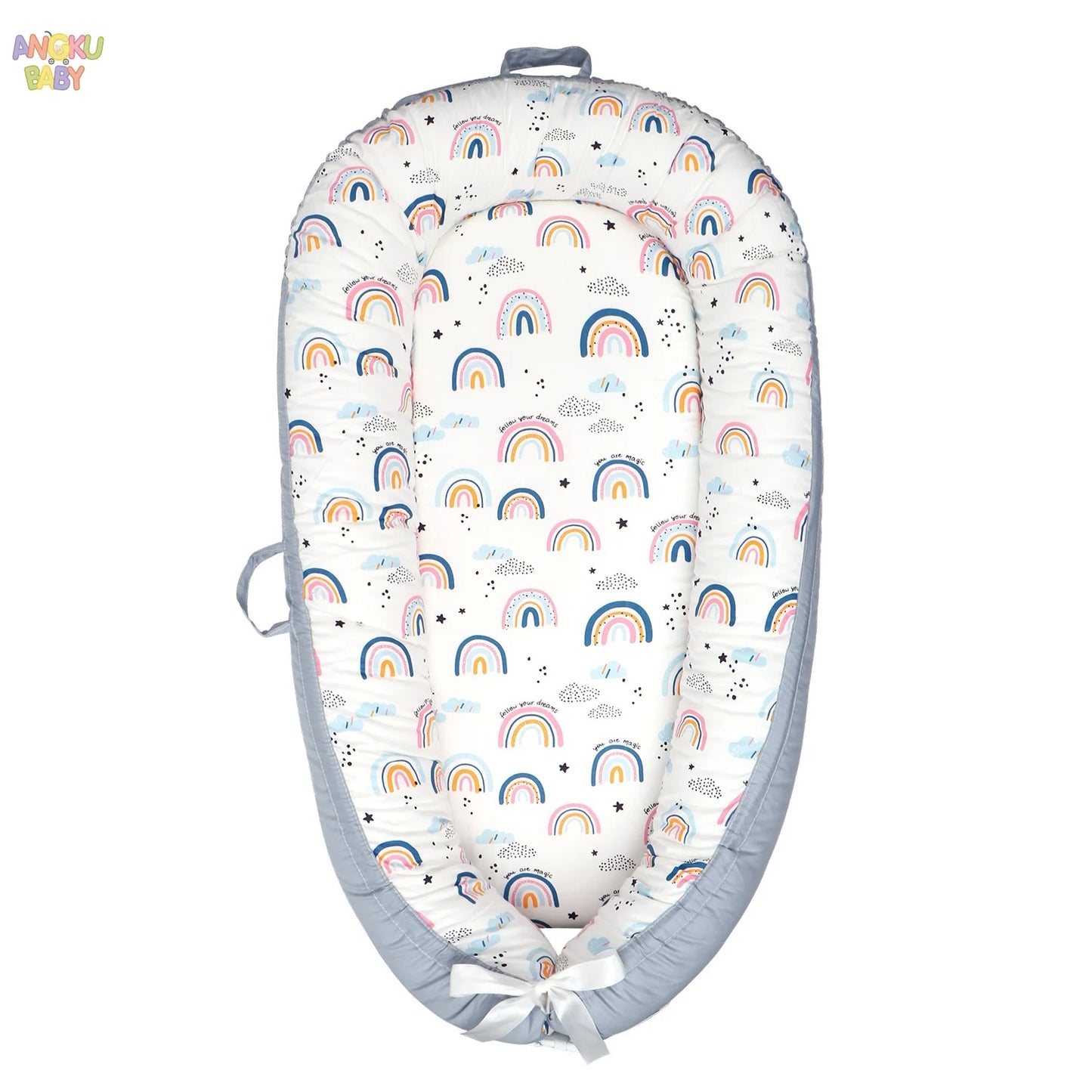 Detachable Baby Nest for Newborn 0-12 Months 100% Cotton Infant Nest for Boys & Girls Breathable Baby Lounger fit Home & Travel