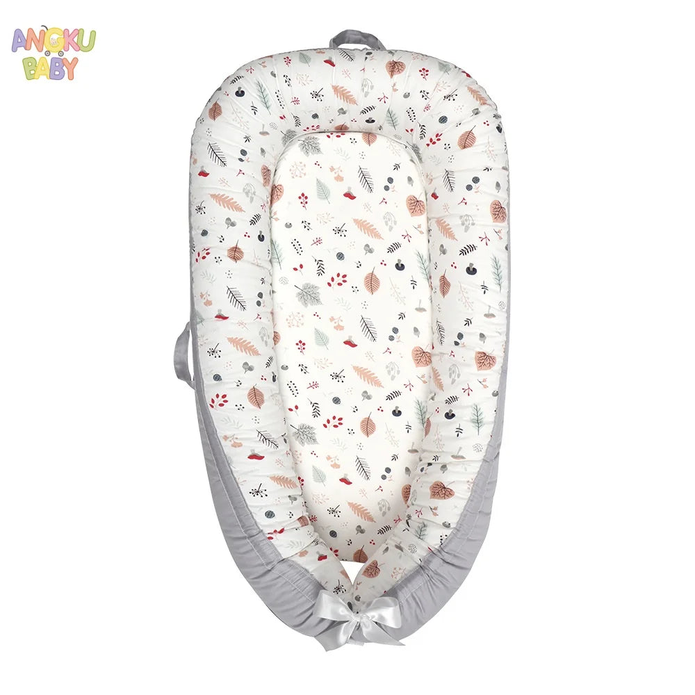 Detachable Baby Nest for Newborn 0-12 Months 100% Cotton Infant Nest for Boys & Girls Breathable Baby Lounger fit Home & Travel