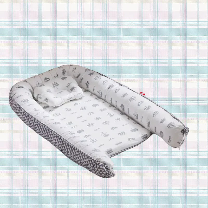 85*50cm Baby Nest Bed with Pillow Portable Crib Travel Bed Infant Toddler Cotton Cradle for Newborn Baby Bed Bassinet Bumper